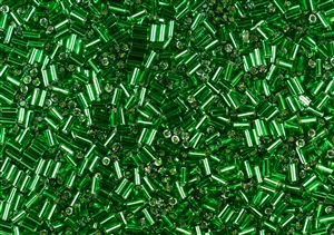 #1 Bugle 3mm Japanese Toho Glass Beads - Bright Green Silver Lined #27B