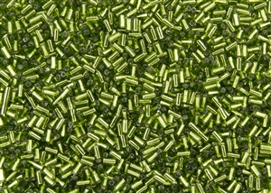 #1 Bugle 3mm Japanese Toho Glass Beads - Peridot Green Silver Lined #37A