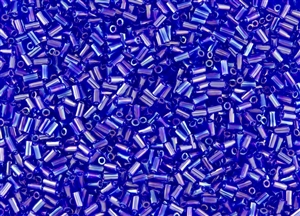 #1 Bugle 3mm Japanese Toho Glass Beads - Dark Sapphire Transparent Rainbow #87