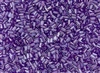 #1 Bugle 3mm Japanese Toho Glass Beads - Purple Lined Transparent Aqua #252