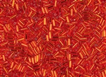 #1.5 Bugle 4.5mm Japanese Toho Glass Beads - Light Siam Ruby Red Silver Lined #25