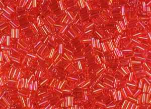 #1.5 Bugle 4.5mm Japanese Toho Glass Beads - Ruby Hyacinth Transparent Rainbow #165