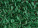 #2 Bugle 6mm Japanese Toho Glass Beads - Emerald Green Silver Lined #36