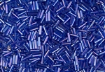 #2 Bugle 6mm Japanese Toho Glass Beads - Dark Sapphire Transparent Rainbow #87