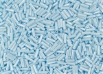 #2 Bugle 6mm Japanese Toho Glass Beads - Light Baby Blue Opaque Luster #124