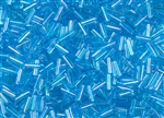 #2 Bugle 6mm Japanese Toho Glass Beads - Aqua Transparent Rainbow #163