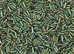 #2 Bugle 6mm Japanese Toho Glass Beads - Emerald Gold Luster #322