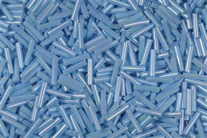 #3 Bugle 9mm Japanese Toho Glass Beads - Light Blue Opaque Rainbow #403