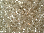 2mm Japanese Toho Cube Beads - Crystal Silver Lined Matte #21F