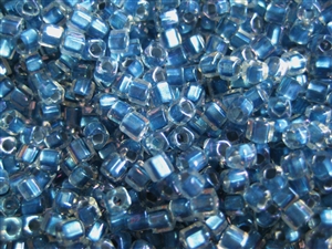 2mm Japanese Toho Cube Beads - Blue Lined Crystal Luster #263