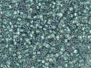 2mm Japanese Toho Cube Beads - Teal Lined Crystal Rainbow #264