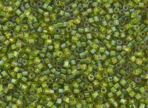2mm Japanese Toho Cube Beads - Green Lined Topaz #393