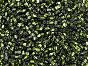 3mm Japanese Toho Cube Beads - Olivine Silver Lined #37