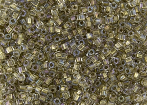 3mm Japanese Toho Cube Beads - Lt Bronze Lined Crystal Rainbow #262