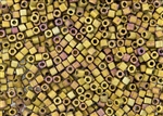 3mm Japanese Toho Cube Beads - Gold Iris Metallic Carnival Matte #513F