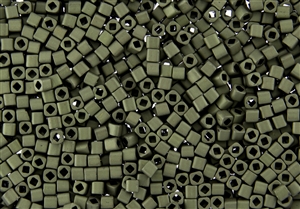 3mm Japanese Toho Cube Beads - Olive Green Metallic Matte #617