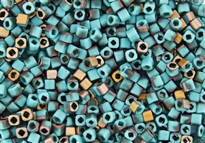 4mm Japanese Toho Cube Beads - Hybrid Frosted Turquoise Apollo #Y857F