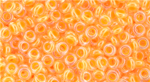 8/0 Demi Round Toho Japanese Seed Beads - Neon Orange Lined Crystal #801