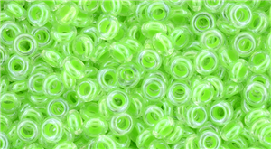 8/0 Demi Round Toho Japanese Seed Beads - Opaque Neon Green Lined Crystal #805