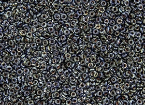 8/0 Demi Round Toho Japanese Seed Beads - Hybrid Opaque Jet Black Picasso #Y302