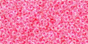 11/0 Demi Round Toho Japanese Seed Beads - Luminous Neon Pink Lined Crystal #978