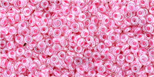 11/0 Demi Round Toho Japanese Seed Beads - Hot Pink Lined Crystal Luster #1082
