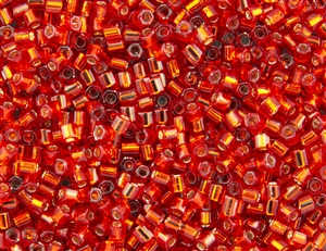 8/0 HEX Japanese Toho Seed Beads - Red Ruby Silver Lined #25B