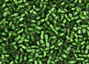 8/0 HEX Japanese Toho Seed Beads - Bright Green Silver Lined Matte #27BF