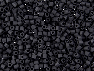 8/0 HEX Japanese Toho Seed Beads - Jet Black Matte #49F