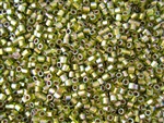 8/0 HEX Japanese Toho Seed Beads - Peridot Bronze Lined Rainbow #996