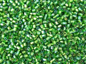 8/0 HEX Japanese Toho Seed Beads - Kelly Green Silver Lined Rainbow #2027
