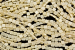 6mm Two-Hole Tiles Czech Glass Beads - Cream Pearl Coat