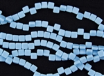 6mm Two-Hole Tiles Czech Glass Beads - Aqua Opaque