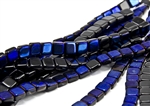 6mm Two-Hole Tiles Czech Glass Beads - Jet Black Azuro