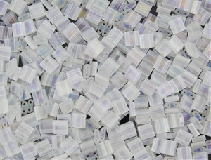 Miyuki Tila 5mm Glass Beads - Transparent Crystal Matte AB #TL131FR