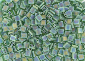 Miyuki Tila 5mm Glass Beads - Transparent Green Matte AB #TL146FR