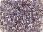 Miyuki Tila 5mm Glass Beads - Transparent Smoky Amethyst AB #TL256