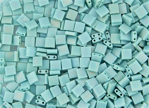 Miyuki Tila 5mm Glass Beads - Opaque Turquoise Matte AB #TL412FR