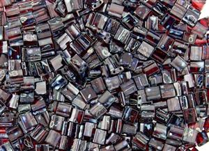 Miyuki Tila 5mm Glass Beads - Transparent Garnet Picasso #TL4504