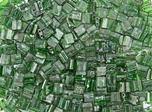 Miyuki Tila 5mm Glass Beads - Transparent Green Picasso #TL4507