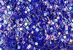 Miyuki Half Tila Bricks 2.5x5mm Glass Beads - Transparent Cobalt AB #TLH177