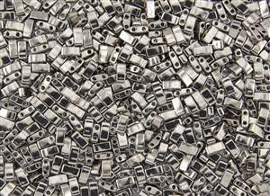Miyuki Half Tila Bricks 2.5x5mm Glass Beads - Nickle Plated Metallic #TLH190