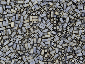 Miyuki Half Tila Bricks 2.5x5mm Glass Beads - Silver Grey Metallic Matte #TLH2002