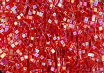 Miyuki Half Tila Bricks 2.5x5mm Glass Beads - Transparent Red AB #TLH254
