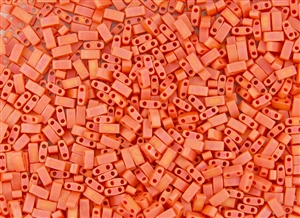 Miyuki Half Tila Bricks 2.5x5mm Glass Beads - Opaque Orange Matte AB #TLH406FR