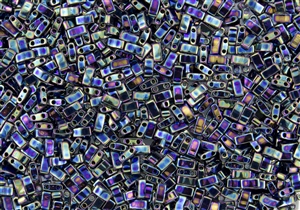 Miyuki Half Tila Bricks 2.5x5mm Glass Beads - Medium Blue Iris Metallic #TLH455