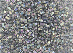 Miyuki Half Tila Bricks 2.5x5mm Glass Beads - Transparent Dark Grey AB #TLH2440D