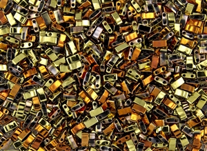 Miyuki Half Tila Bricks 2.5x5mm Glass Beads - Black California Gold Rush #TLH55041