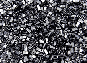 Miyuki Half Tila Bricks 2.5x5mm Glass Beads - Hematite Metallic #TLH55096