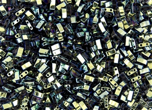 Miyuki Half Tila Bricks 2.5x5mm Glass Beads - Jet Black Blue Star #TLH55098